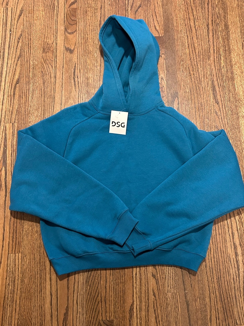 DSG Women’s Classic Fleece Crop Hoodie Teal Blue Small NWT $50 Retail Athleisure